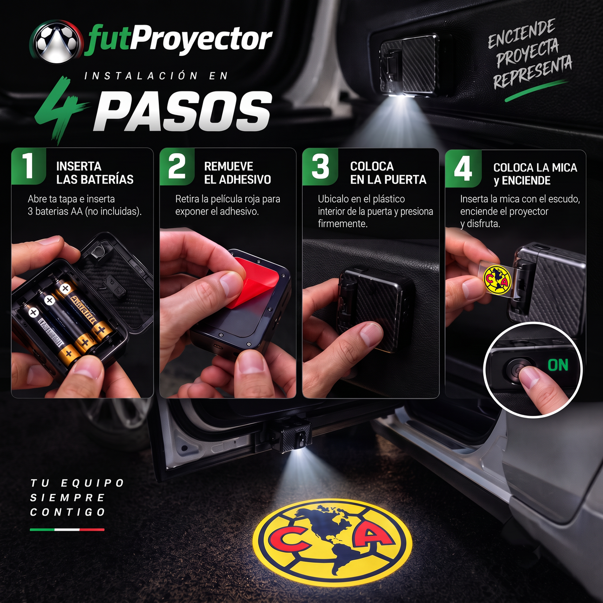 Proyector para carro de equipo de futbol